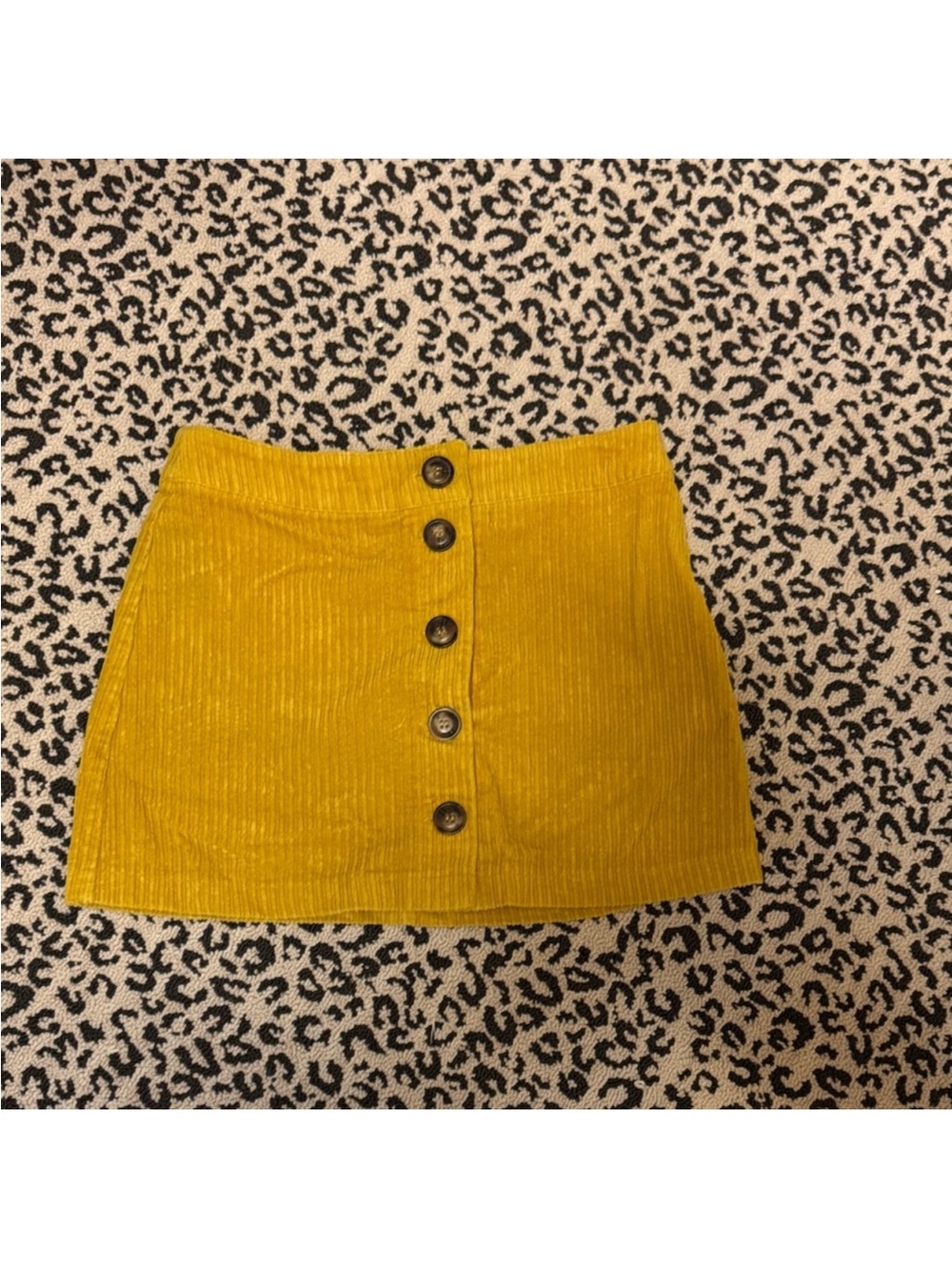 Sky and Sparrow Yellow Corduroy Button-Front Mini Skirt - Picture 8 of 8